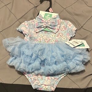 Disney Pastel Blue Floral Onesie with Ruffles